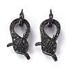 Brass Micro Pave Black & Green Cubic Zirconia Lobster Claw Clasp ZIRC-Z011-19EB-1