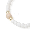 2Pcs Natural Fossil & Glass Round Beaded Stretch Bracelets for Women BJEW-JB13308-5
