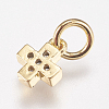 Brass Micro Pave Cubic Zirconia Tiny Cross Charms ZIRC-E147-61G-2