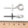 Cross 304 Stainless Steel Polymer Clay Rhinestones Hoop Earrings EJEW-G453-11P-01-5