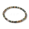 Natural Indian Agate Rondelle Beaded Stretch Bracelets BJEW-JB09980-01-1