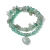 2pcs 2 Styles 6mm Round & Chip Natural Green Aventurine Beaded Stretch Bracelet Sets BJEW-TA00517-02-1