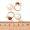 Ladybug with Round Brass Micro Pave Cubic Zirconia Hoop Earrings EJEW-Z164-26G-5