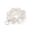Frosted Dyed Synthetic Moonstone Round Beaded Pendants PALLOY-JF03469-01-4
