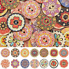 100Pcs Printed Wooden Buttons BUTT-CP0001-16-1