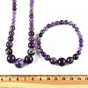 Natural Amethyst Graduated Beads Necklaces and Bracelets Jewelry Sets SJEW-L132-01-5