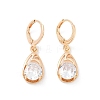 Brass Micro Pave Clear Cubic Zirconia Leverback Earrings EJEW-K300-13G-4