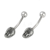 Snake Head 316 Surgical Stainless Steel Cubic Zirconia Belly Button Rings EJEW-G416-16AS-03-4