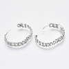 Brass Micro Pave Clear Cubic Zirconia Huggie Hoop Earrings EJEW-S201-207P-NF-4