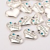 Wedding Theme Antique Silver Tone Tibetan Style Alloy Heart with Step Dad of Groom Rhinestone Charms LS-TIBEP-N005-23A-2