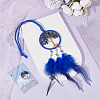 Gorgecraft 2Pcs 2 Style Brass Woven Web/Net with Feather Pendant Decorations HJEW-GF0001-38-4