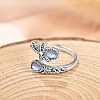 Teardrop & Dragonfly Bohemian Style Zinc Alloy with Resin Synthetic Moonstone Cuff Rings for Women FS-WGB4FBF-01-1-2