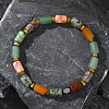 Column Natural African Turquoise(Jasper) & Red Aventurine & Flower Amazonite & Lava Rock Beads Stretch Bracelets for Men Women WC4994-1