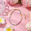 Adjustable Glass Seed Beads & Imitation Pearl Braided Bead Bracelets for Women BJEW-JB10542-2