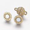 Alloy Rhinestone Magnetic Clasps with Loops X-RB-H116-2-G-2