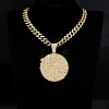 Hip-Hop Alloy Full Crystal Rhinestone Self Made Medal Pendant Cuban Link Chain Necklaces for Men Women FS-WG8D003-05-1
