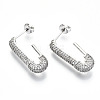 Brass Micro Pave Clear Cubic Zirconia Half Hoop Earrings EJEW-T046-19P-NF-2