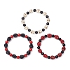 3Pcs 3 Colors Synthetic Turquoise Beaded Stretch Bracelets BJEW-JB12093-2