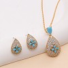 Brass Micro Pave Cubic Zirconia Pendant Necklaces & Stud Earrings Sets FS-WGE5CB1-02-3