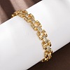 Rectangle Brass Micro Pave Clear Cubic Zirconia Link Chain Bracelets for Women BJEW-F530-04G-4
