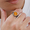 304 Stainless Steel with Natural Tiger Eye Finger Rings for Men FS-WGE1297-04-2