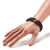 2Pcs 2 Color Natural Lava Rock & Synthetic Black Stone Stretch Bracelets Set with Buddha Head BJEW-JB07707-4