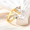 Brass Micro Pave Cubic Zirconia Cuff Rings for Women RJEW-F181-10G-01-5