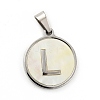 304 Stainless Steel with White Shell Pendants STAS-G268-01L-P-2