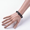 Unisex Leather Cord Bracelet and Stretch Bracelet Jewelry Sets BJEW-JB04786-03-4
