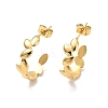 Ion Plating(IP) 304 Stainless Steel Leaf Wrap Stud Earring X-EJEW-P202-03G-1