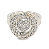 Real Platinum Plated Brass Micro Pave Clear Cubic Zirconia Cuff Rings RJEW-L113-018P-04-2