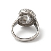 Letter Brass Micro Pave Clear Cubic Zirconia Open Cuff Ring for Women RJEW-N046-03G-P-3