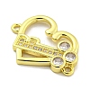 Rack Plating Brass Pave Clear Cubic Zirconia Connector Charms KK-B091-33G-2