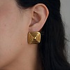 304 Stainless Steel Geometric Textured Square Stud Earrings VM3075-1-1