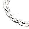 304 Stainless Steel Interlocking Triple Herringbone Chain Necklace for Men Women NJEW-H167-01P-2