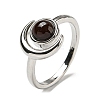 Natural Dyed & Heated Black Agate Adjustable Rings RJEW-K269-09P-03-2