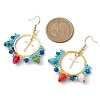 Glass Seed Beads & Synthetic Turquoise Boho Dangle Earrings EJEW-MZ00287-3