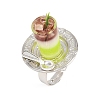 Afternoon Tea Resin & Plastic Adjustable Finger Rings for Women RJEW-K317-01H-2
