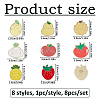 8Pcs 8 Styles Fruits/Vegetables Alloy Enamel Lapel Pin Backs for Backpack Clothes JEWB-FH0002-87-2