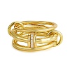 Brass Micro Pave Cubic Zirconia Finger Rings FS-WG6545E-02-2