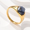 Round Natural Lapis Lazuli Chips Finger Rings RJEW-D303-03G-05-4