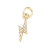 Rack Plating Brass Micro Pave Clear Cubic Zirconia Charms X-KK-Z060-14G-1