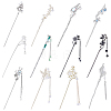 12Pcs 12 Styles Alloy Flower Butterfly Hair Sticks OHAR-PH0001-37-1