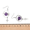 Natural Amethyst & Alloy Pendant Dangle Earrings EJEW-TA00818-04-5