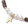 3Pcs 3 Colors 304 Stainless Steel Cross Charm Bracelets BJEW-JB11561-4