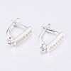 Brass Micro Pave Cubic Zirconia Hoop Earring Findings with Latch Back Closure ZIRC-K075-34P-2