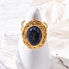 Oval Natural Sodalite Finger Rings RJEW-M063-01G-09-4