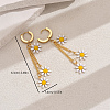 201 Stainless Steel Daisy Tassel Hoop Earrings DC3639-5
