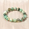 Natural Green Line Jasper Round Beaded Stretch Bracelets for Women BJEW-F535-02C-2