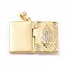 Rack Plating Brass Micro Pave Clear Cubic Zirconia Locket Pendants ZIRC-C035-09G-4